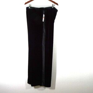 Alex Evenings Velvet Pants Women's Plus Size 3X Black Tuxedo Stripe Straight Leg
